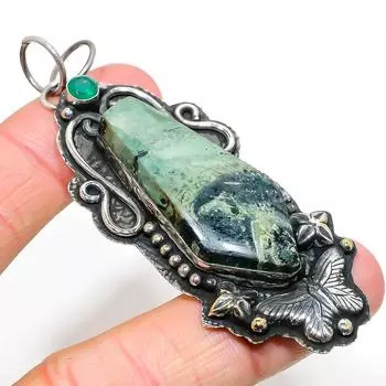 Кашмирский рубин, изумруд натуральный драгоценный камень подарочный кулон ручной работы 3.11 E5M33