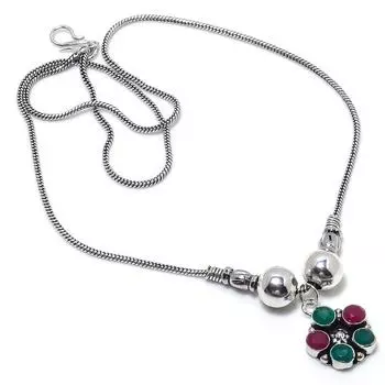 Кашмирский рубин, изумруд натуральный драгоценный камень подарочное ожерелье ручной работы 18 дюймов k9q59