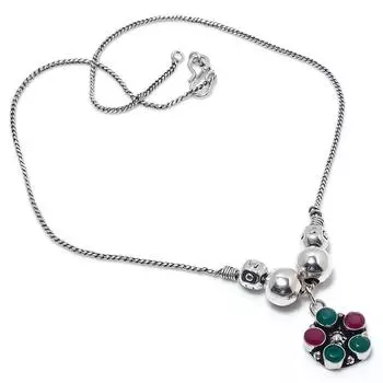 Кашмирский рубин, изумруд натуральный драгоценный камень подарочное ожерелье ручной работы 18 дюймов V2K48