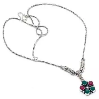 Кашмирский рубин, изумруд натуральный драгоценный камень подарочное ожерелье ручной работы 18 дюймов m4R75