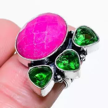 Кашмирский рубин натуральный диопсид драгоценный камень ювелирное изделие кольцо ручной работы размер 6 W0m77