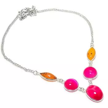 Кашмирский рубин натуральный янтарь драгоценный камень рождественский подарок ожерелье 18 v3q76