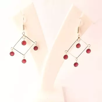 Кашмирский Рубин(Смоделированный) Ювелирные серьги-подвески с драгоценными камнями 1,90 r1S03