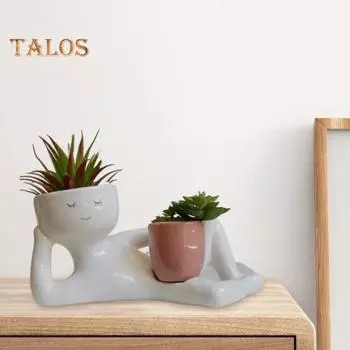Кашпо для ленивого парня из смолы в виде лежащего цветочного горшка с дренажным отверстием, настольное кашпо для суккулентов, кактусов, декор для внутреннего сада A