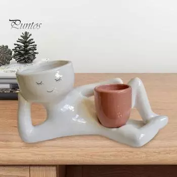 Кашпо для ленивого парня из смолы в виде лежащего цветочного горшка с дренажным отверстием, настольное кашпо для суккулентов, кактусов, декор для внутреннего сада A