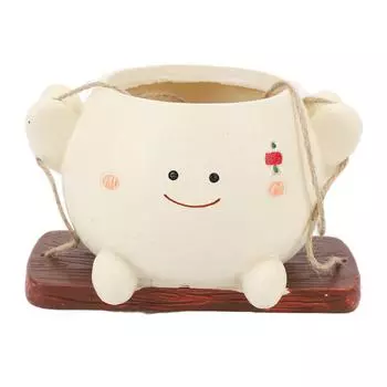 Кашпо для лица-качели, подвесное, из смолы, в виде головы, милое, для комнатных и уличных растений, суккулентное, тип B