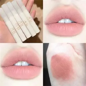 Каштановая бархатная матовая жидкая помада, водостойкий блеск для губ, долговечная телесная помада, женский красный оттенок для губ, косметическая косметика