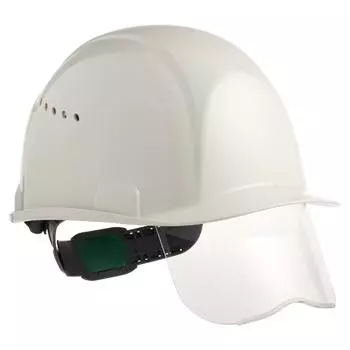 Каска Sumibe Techno Plastics серии SAX с щитком и пенопластовым вкладышем с вентиляцией, SAXCS-B-WH