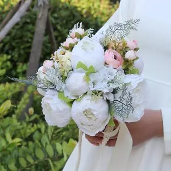 Каскадные свадебные букеты Свадебный букет для невесты Букеты невесты на свадьбу Букеты из искусственных цветов бежевый
