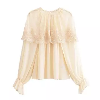 Kaslead New Arrival Women s Fashion Style Fashion Cloak Decoration Romantic Style Shirt 6895256 Apricot S