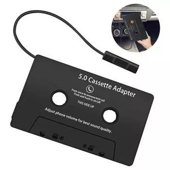 Кассетный адаптер, универсальный стереоперезаряжаемый Bluetooth-совместимый конвертер аудиокассет 5.0 AAC/MP3/SBC для автомобиля чёрный