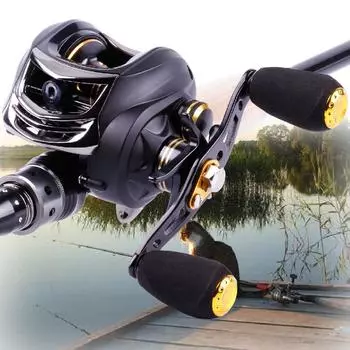 Кастинговая рыболовная катушка 11+1 BB Передаточное число 6,3:1 Гладкая ручка из углеродного волокна EVA для окуня left hand серый