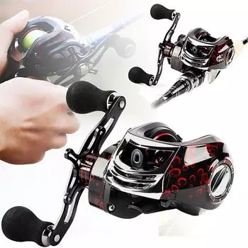 Кастинговая рыболовная катушка Sougayilang 17+1 с шарикоподшипниками 7,2:1 передаточное число, черно-красное рыболовное колесо Left Hand