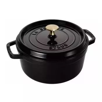 Кастрюля 22 см круглая кокотница Pico Cocotte эмалированная кастрюля с серийным номером, в комплект входит оригинальное японское руководство по эксплуатации, подходит для круглой кокотницы STAUB черного цвета чёрный