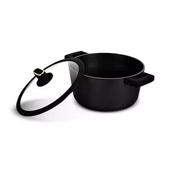 Кастрюля 24см литая алюминиевая с антипригарным покрытием Tfi латунь Kitchencook