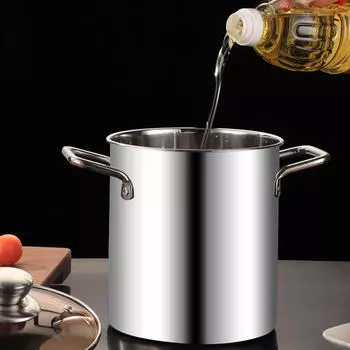 Кастрюля для фритюра с двойной ручкой, крышка для японского супа для жарки, для чипсов фри with lid