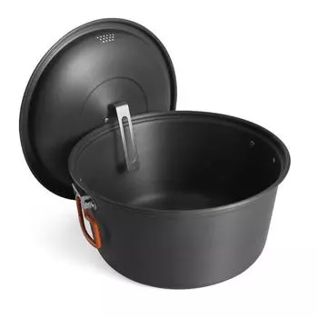 Кастрюля для кемпинга, подвесная кастрюля из глинозема с крышкой, сверхлегкая кастрюля с двумя складными ручками Type 2 чёрный