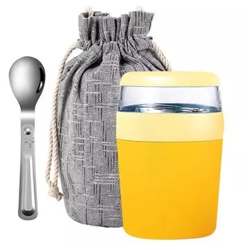 Кастрюля для обеда на 500 мл со складной ложкой, портативная, легкая, герметичная банка для еды, нержавеющая сталь 316 синий