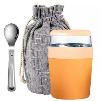 Кастрюля для обеда на 500 мл со складной ложкой, портативная, легкая, герметичная банка для еды, нержавеющая сталь 316 синий