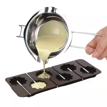 Кастрюля для плавления шоколадного масла 1 шт. с щеткой для масла, кухонная миска из нержавеющей стали, котел для мыла ручной работы, простая очистка серебряный