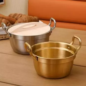 Кастрюля для супа с двойной ручкой, золотая/серебряная кастрюля для молока, кухонная утварь, корейская лапша-рамен S серебряный