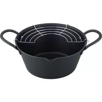 Кастрюля для темпура Wahei Freiz AR-6290, 22 см, глубокая, совместимая с IH, газовая, чугунная, для жарки во фритюре, темпура, для обеих рук, сделано в Японии, для жарки во фритюре