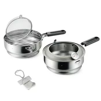 Кастрюля для темпуры с термометром и приспособлением для утилизации масла, подходит для индукционных плит, сделано в Японии, инструмент J-kitchens, 20 см, 100 В, совместима с газом,