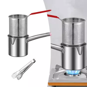 Кастрюля-фритюрница из нержавеющей стали с удобными приспособлениями для приготовления домашних деликатесов basket clip 1.2L