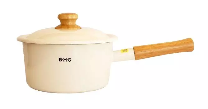 Кастрюля Fuji Enamel Beams Simple 18 см, белая BMS-18SD/W