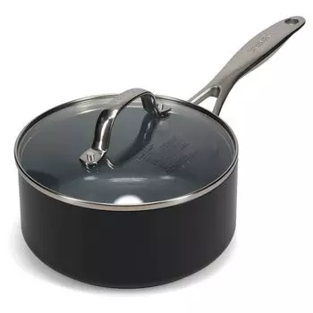 Кастрюля GREENPAN Pot 18 см IH Gas Подходит для посудомоечной машины Не содержит токсичных веществ Керамическое покрытие без ПФАС Легко удаляемые пятна Устойчива к царапинам и ударам серый
