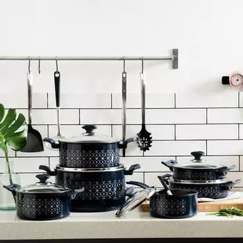 Кастрюля и кастрюля Lassiette Sizzle Induction с антипригарным покрытием (18см, 20см) Можно мыть в посудомоечной машине Синий 18cm