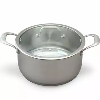 Кастрюля IRIS OHYAMA 24 см Совместима с газом Совместима с мытьем посуды Легко чистить Нержавеющая сталь Двуручный огонь/сталь IH/серебро SP-P24