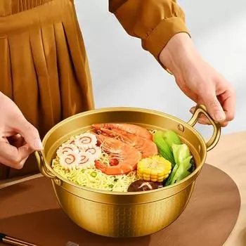 Кастрюля из нержавеющей стали 304 для приготовления корейской лапши быстрого приготовления, бытовая лапша быстрого приготовления, двухпоточная лагманская лапша, маленькая суповая кастрюля