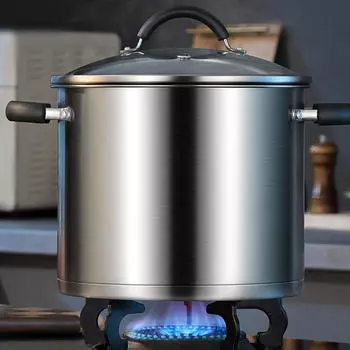 Кастрюля из нержавеющей стали, 7,5 л, удобная двойная ручка с видимой крышкой для