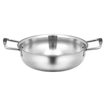 Кастрюля из нержавеющей стали для приготовления лапши быстрого приготовления, маленькая кастрюля для тушения на одну персону, сухая кастрюля с плоским дном и двумя золотыми ушками, бытовая газовая кастрюля для супа из морепродуктов One Size