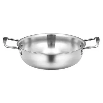 Кастрюля из нержавеющей стали для приготовления лапши быстрого приготовления, маленькая кастрюля для тушения на одну персону, сухая кастрюля с плоским дном и двумя золотыми ушками, бытовая газовая кастрюля для супа из морепродуктов One Size