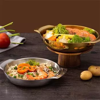 Кастрюля из нержавеющей стали для риса с морепродуктами, кастрюля, сухие горшки с ручкой, бытовая кастрюля для приготовления супа, корейская кастрюля для рамэна, кухонная утварь