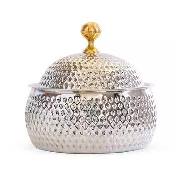 Кастрюля из нержавеющей стали с ромбовидным чеканным дизайном, объем - 4000 мл