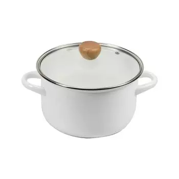 Кастрюля карри Pearl Metal 20 см с эмалированной стеклянной крышкой, совместимая с IH Only One Stage HB-6164