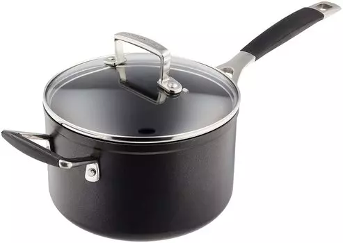 Кастрюля Le Creuset TNS 18 см, совместимая с газовой духовкой IH, силиконовая ручка, поставляется с эксклюзивной стеклянной крышкой, японская [Авторизованный продукт] чёрный