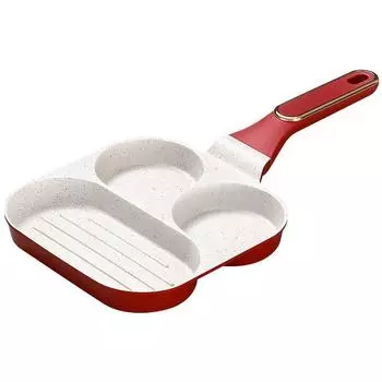 Кастрюля Maifanshi с антипригарным покрытием, сковорода 3-в-1, разделенная сковорода для гриля, термостойкая ручка, 3-секционная сковорода, мини-сковорода для блинов 760ML