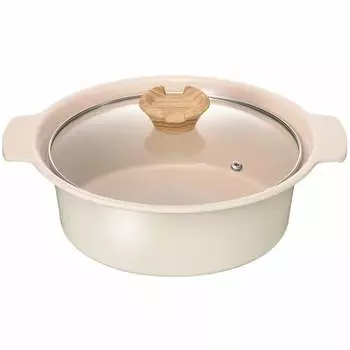 Кастрюля настольная Wahei Freiz, 21 см, на 2–3 персоны, белая, совместимая с IH, газовая, обработанная керамикой, Almonde RB-3307