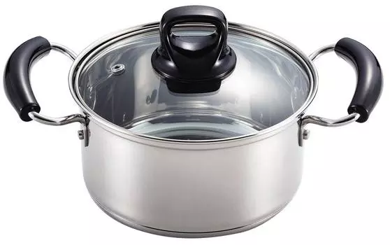 Кастрюля Pearl Metal 16 см, стеклянная крышка в комплекте, совместимая с IH, с 3-слойным дном, компактная, для двух рук HB-2198