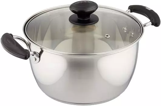 Кастрюля Pearl Metal 22 см со стеклянной крышкой, совместимое с IH дно Waco Trading Recente Двуручная 3-слойная H-1049