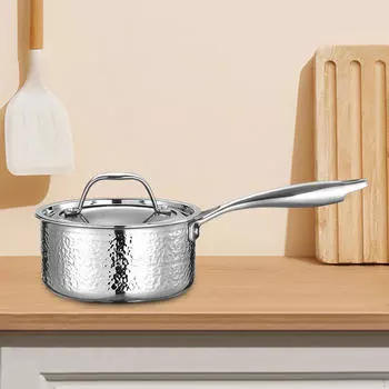 Кастрюля с крышкой и длинной ручкой Универсальная плита Универсальная кастрюля для активного отдыха silvery