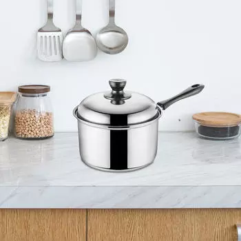 Кастрюля с крышкой, кипящая кастрюля с металлической изолированной ручкой, портативная кастрюля для молока для гостиницы 16cm