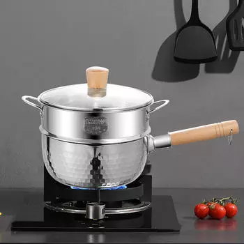 Кастрюля с пароваркой, прочная длинная ручка, легко моющаяся крышка для кастрюль, лапши, макаронных изделий 16cm