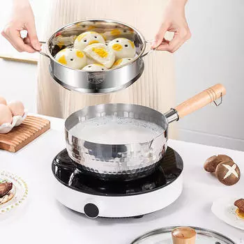 Кастрюля с пароваркой, универсальная кастрюля, легко очищаемая крышка, кастрюля для молока для походов 16cm