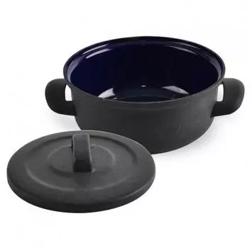 Кастрюля стальная с крышкой BELIS CAST-IRON POT BLACK 4 л