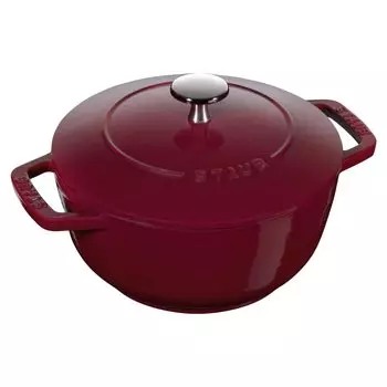 Кастрюля Staub M 18 см, безопасна для духовки, бордо, с двумя ручками, Wa-NABE